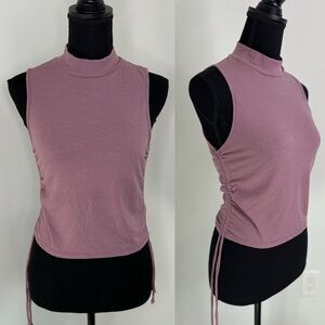 Timing High-neck Purple Sleeveless Side Cinch Top (L)